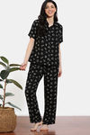 Zivame Midnight Mystic Woven Pyjama Set -  Jet Black — thumbnail 2